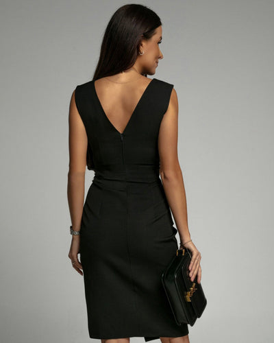 LUXE | Fitted V-Neck Dress with Slit