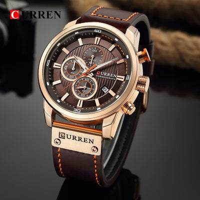 Sophisticated Quartz Watch with Leather Strap