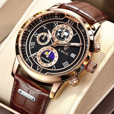 Timeless Chronograph Watch with Premium Leather Strap