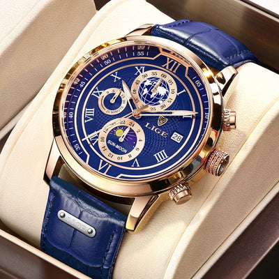 Timeless Chronograph Watch with Premium Leather Strap