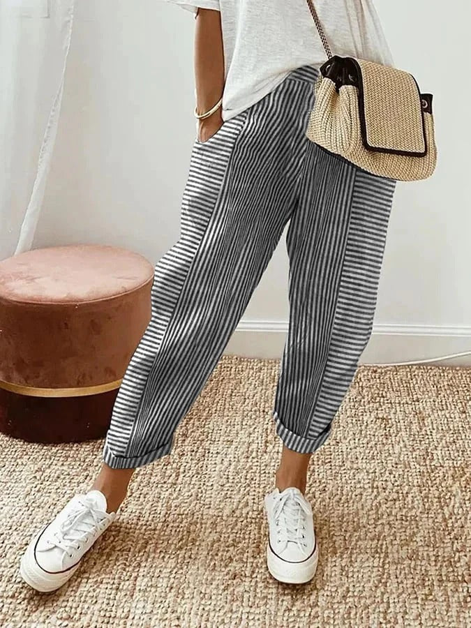 POLY | STRIPED TAILORED PANTS