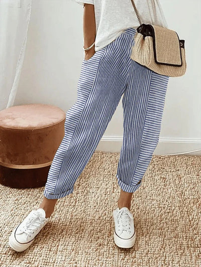 POLY | STRIPED TAILORED PANTS