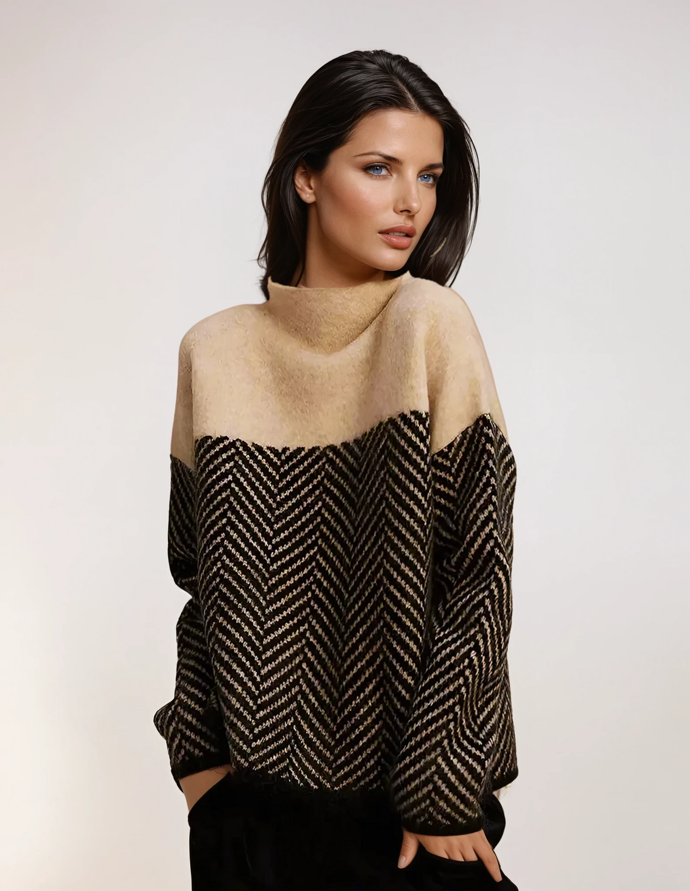 Kath | Chevron Pattern Turtleneck Sweater