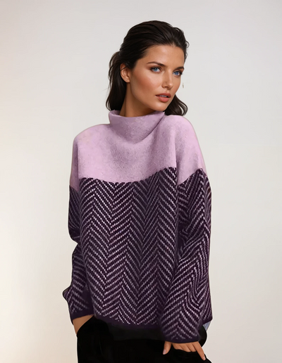 Kath | Chevron Pattern Turtleneck Sweater