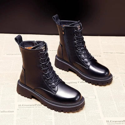 BELL | WOMEN'S BLACK LEATHER FUR-LINED WINTER BOOTS