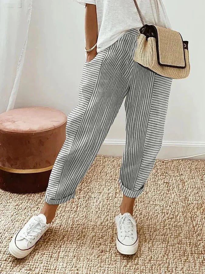 POLY | STRIPED TAILORED PANTS